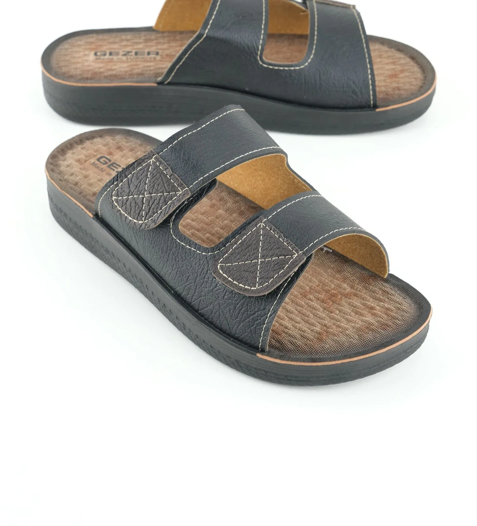 Yazlık Erkek Suni Deri İki Kemer Ayarlanabilir Rahat Taban Günlük Terlik - Görsel 1