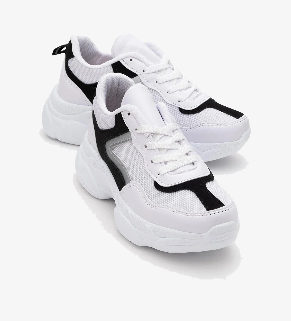 Kadın Anorak Spor Ayakkabı BEYAZ SİYAH