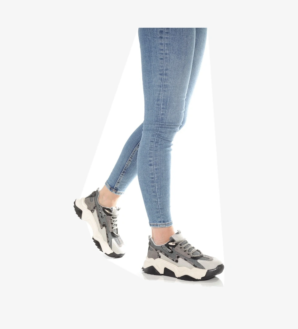 Leo Gri Leopar Sneaker Günlük Kadın Spor Ayakkabı - Görsel 1