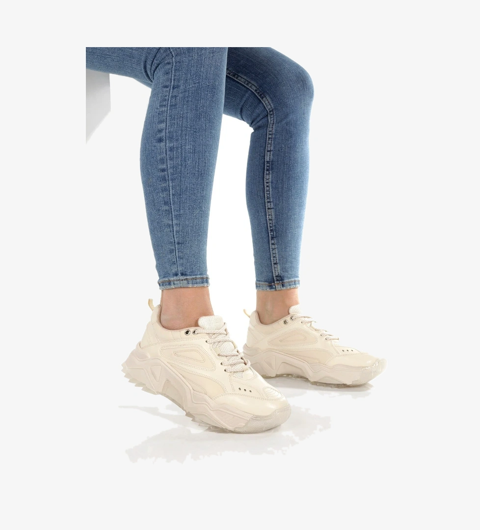 Alba Krem Rengi Sneaker Günlük Kadın Spor Ayakkabı