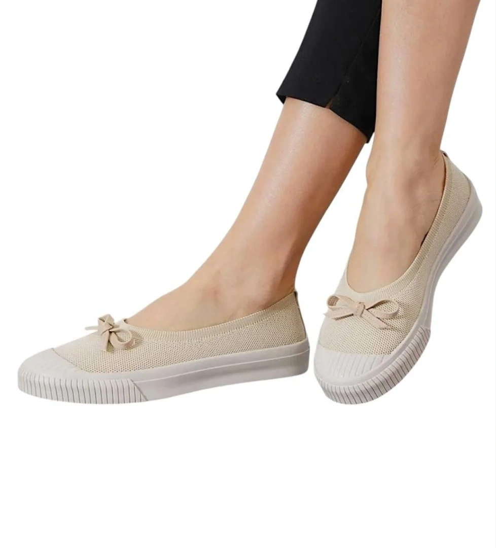 Liger Pembe Liger Fiyonklu Triko Kadın Babet Ayakkabı