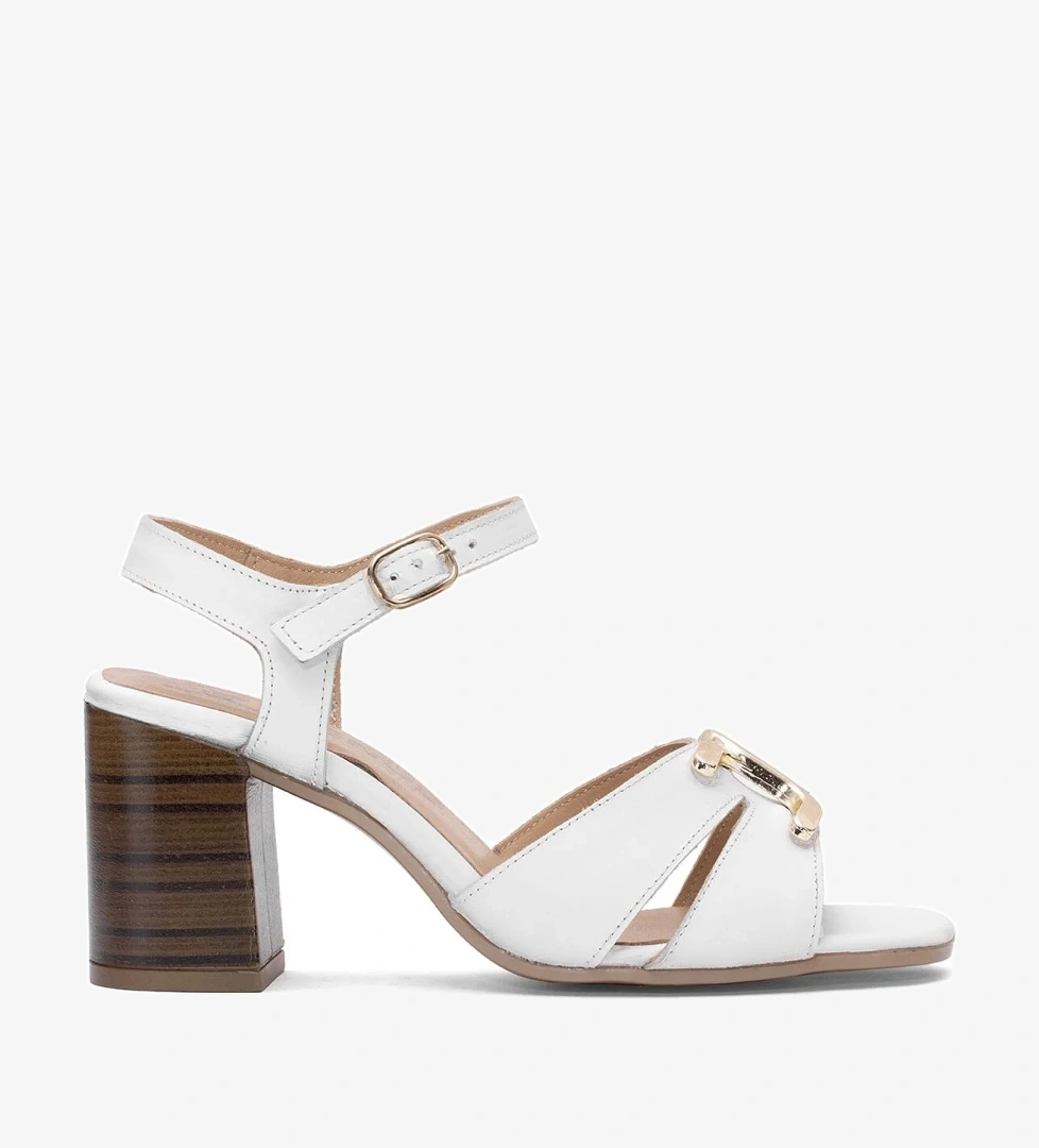 Venüs 2108520y Kadın Hakiki Deri Topuklu Sandalet Beyaz Siyah model görseli