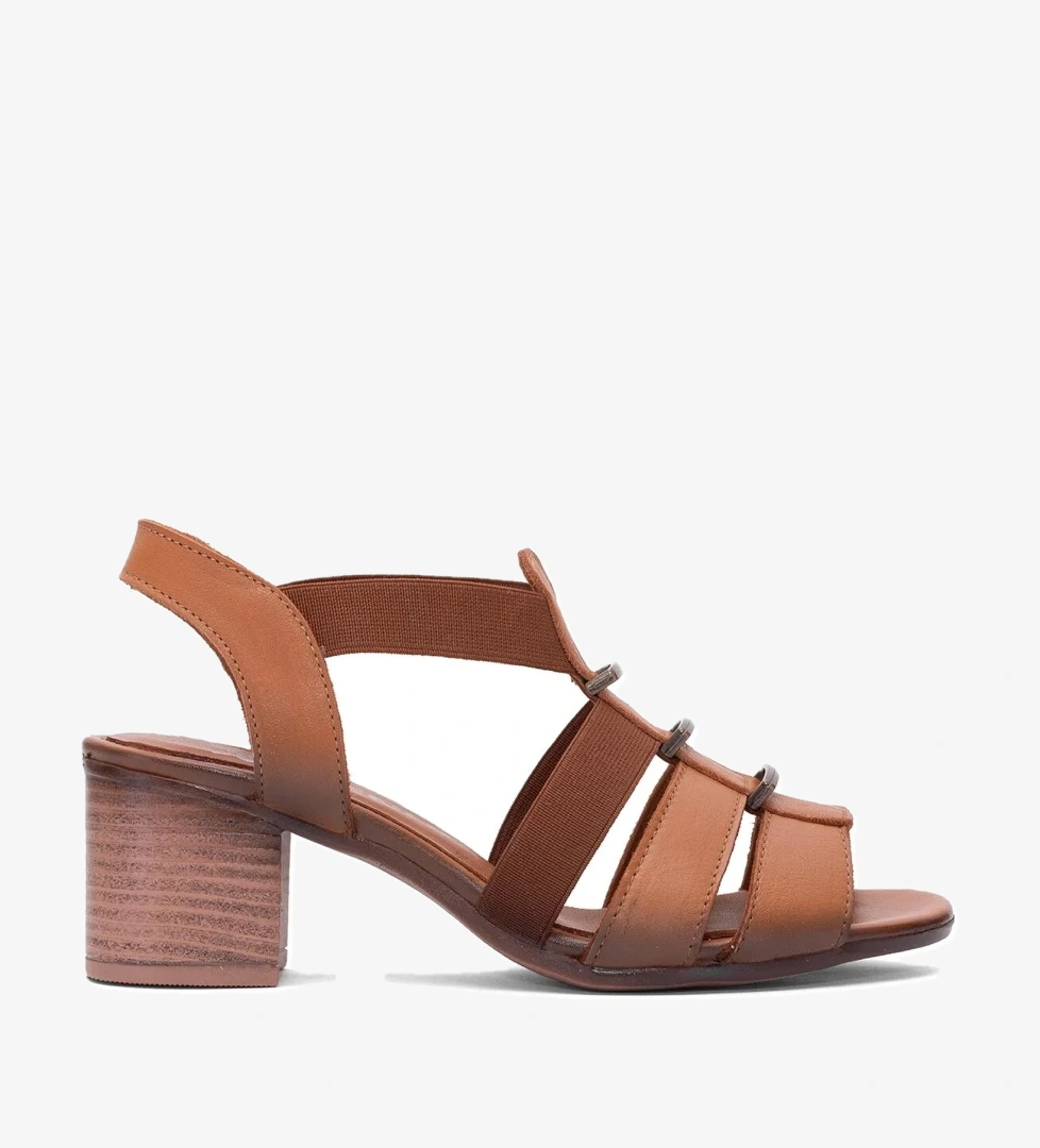 Venüs 1857227y Kadın Hakiki Deri Topuklu Sandalet Taba Siyah model görseli