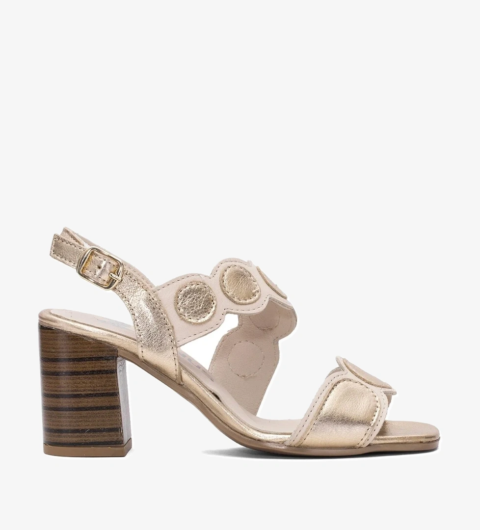 2108513Y Kadın Hakiki Deri Topuklu Sandalet Bej