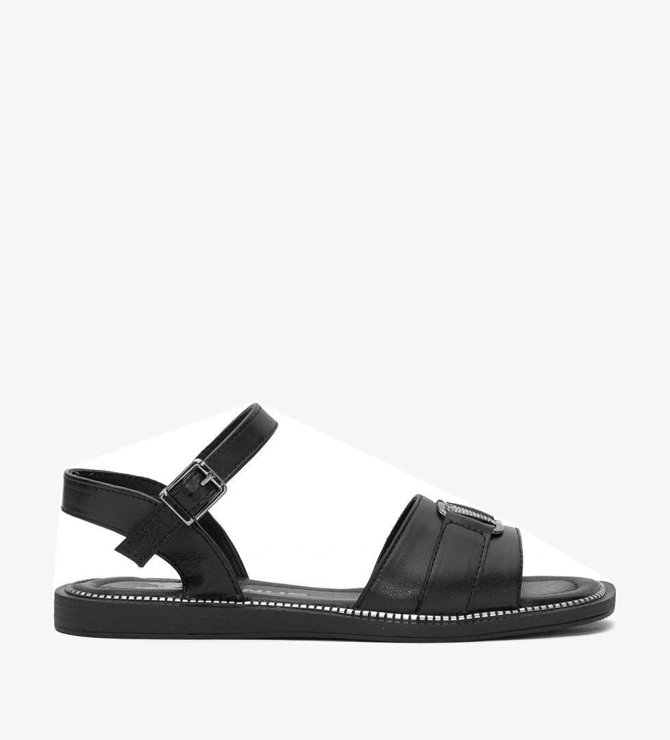 Venüs 2512203y Kadın Hakiki Deri Düz Sandalet Bej Siyah model görseli