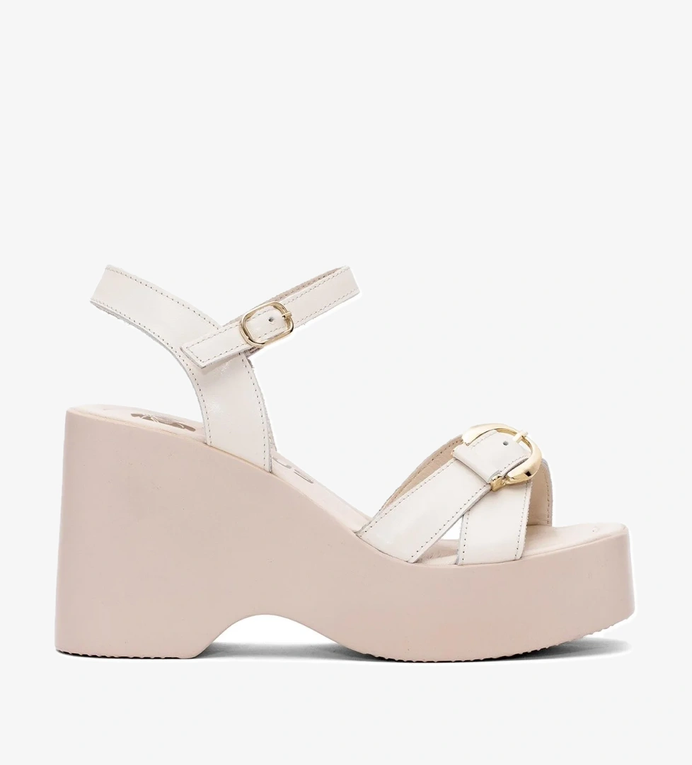 Venüs 2311531y Kadın Hakiki Deri Dolgu Topuk Sandalet Bej Siyah model görseli