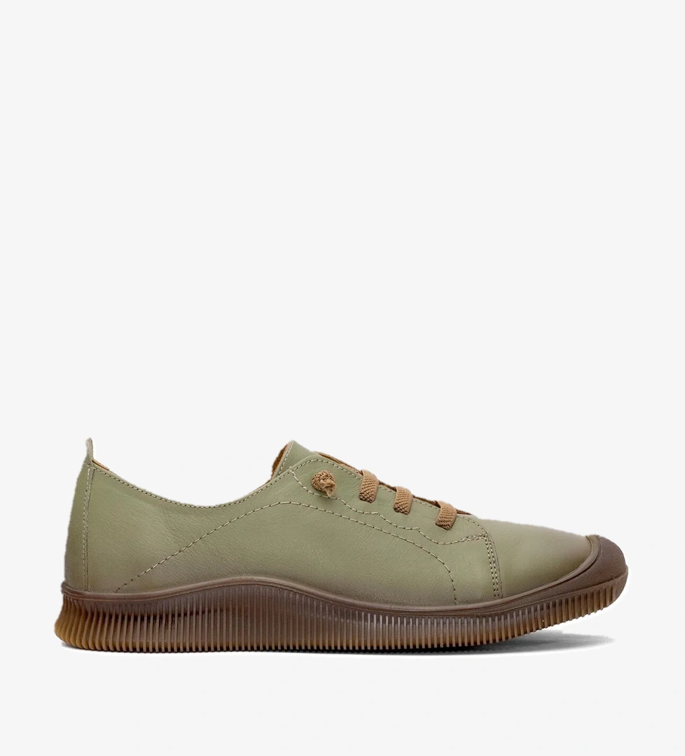 2413504Y Kadın Hakiki Deri Casual Ayakkabı Yeşil