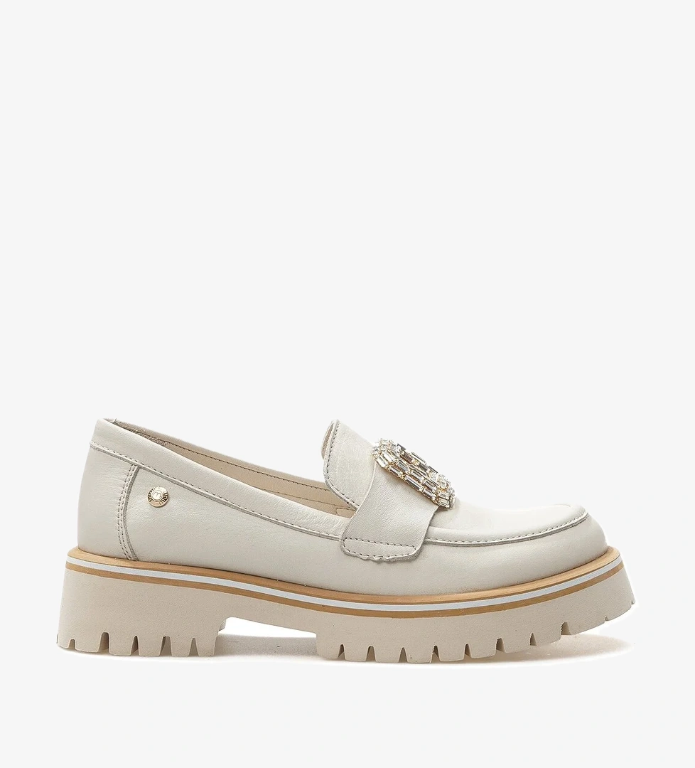 Kadın Hakiki Deri Toka Detaylı Casual Ayakkabı 25y D25ya-3855 Z Krem