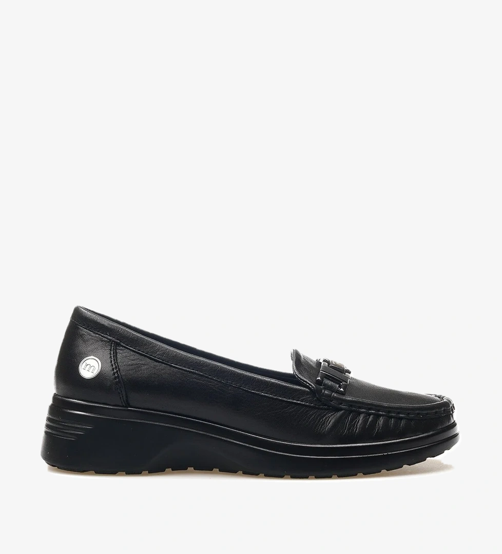 Kadın Hakiki Deri Toka Detaylı Günlük Babet Ayakkabı 25y D25ya-7395 Z Siyah