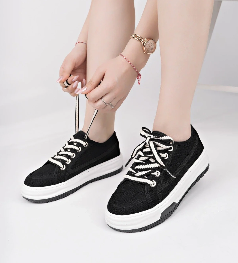 CARİNA Kalın Taban Bağcıklı Kadın Günlük Sneaker Spor Ayakkabı