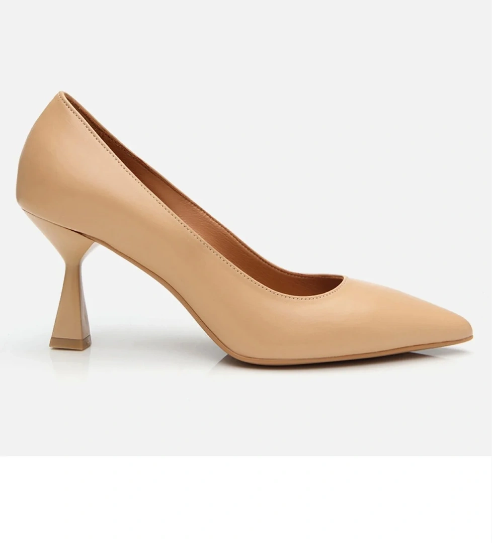 Kadın Deri Bej Esnek Tabanlı Stiletto