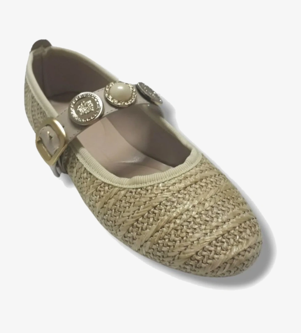 Markopark 154-25 Hasır Örgülü İnci Tokalı Kadın Babet model görseli