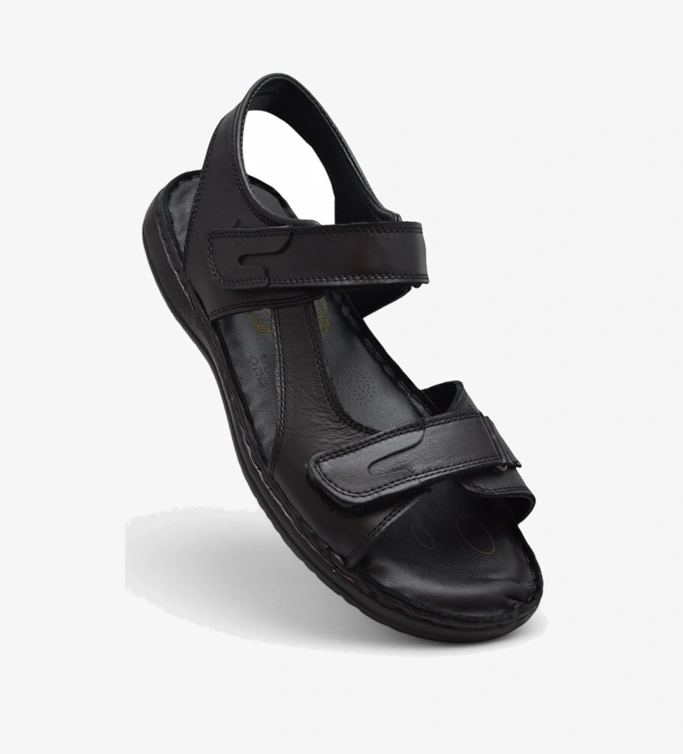 Ispartalılar 088 Topuk Jelli Tam Ortopedik Taban Hakiki Deri Erkek Sandalet Cırtlı Sandalet model görseli