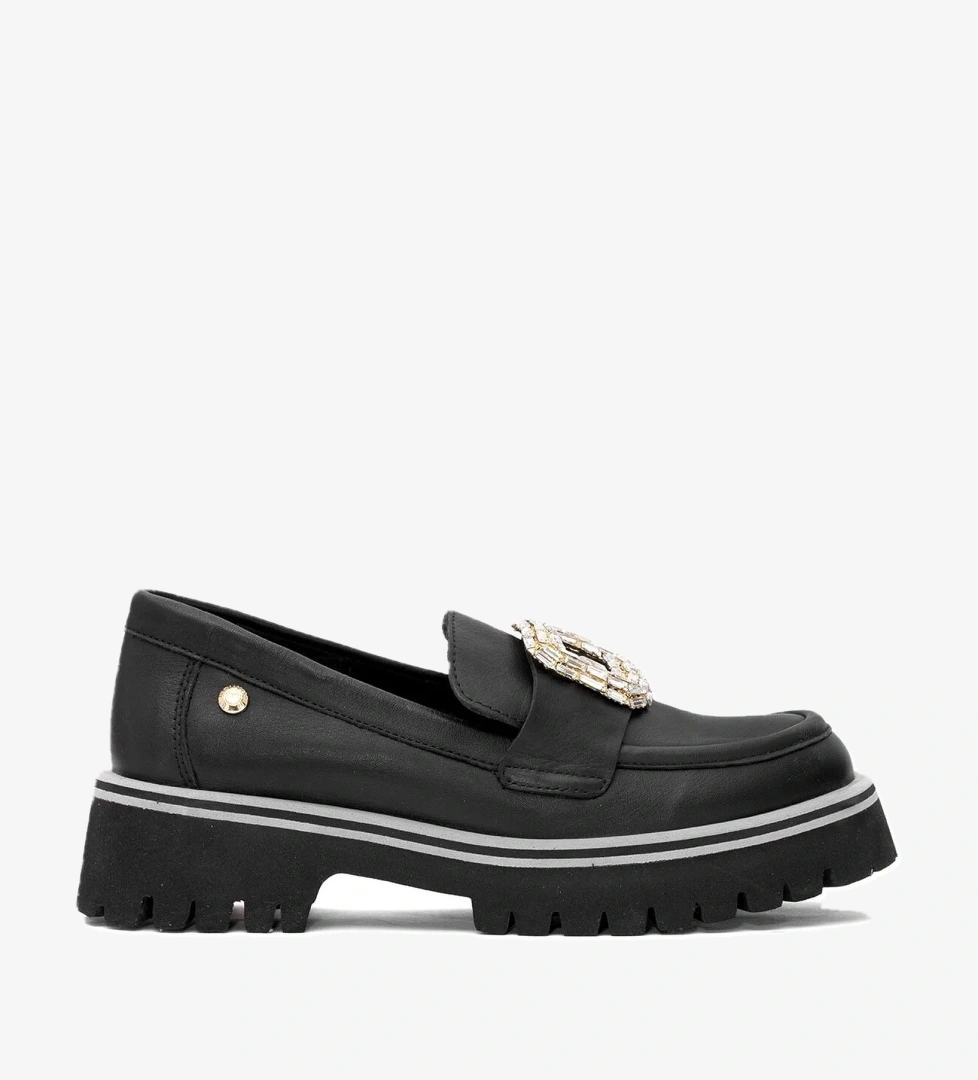 D25YA-3855 Kadın Hakiki Deri Casual Ayakkabı Siyah