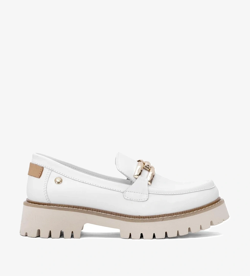 Mammamia D25ya-3695 Kadın Hakiki Deri Casual Ayakkabı Beyaz Altın model görseli