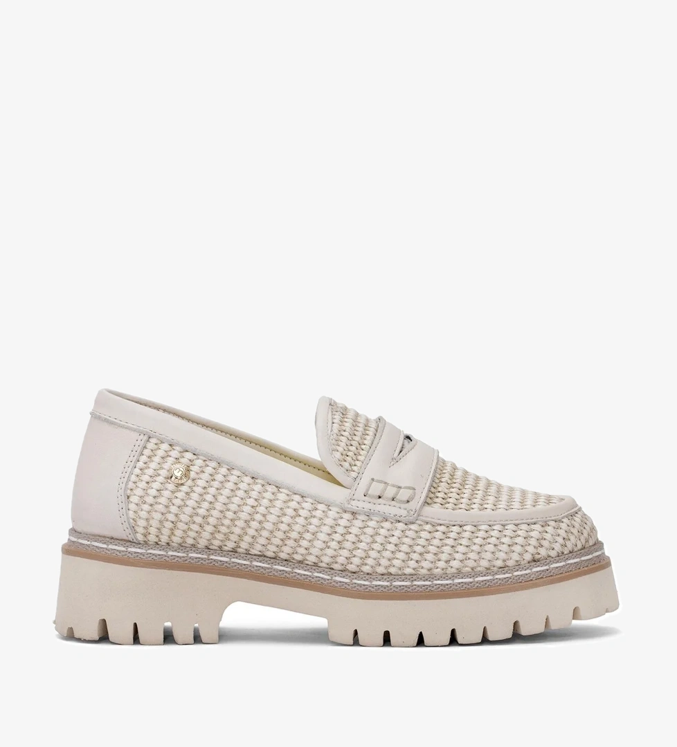 D25YA-3660 Kadın Hakiki Deri Casual Ayakkabı Krem - Görsel 1