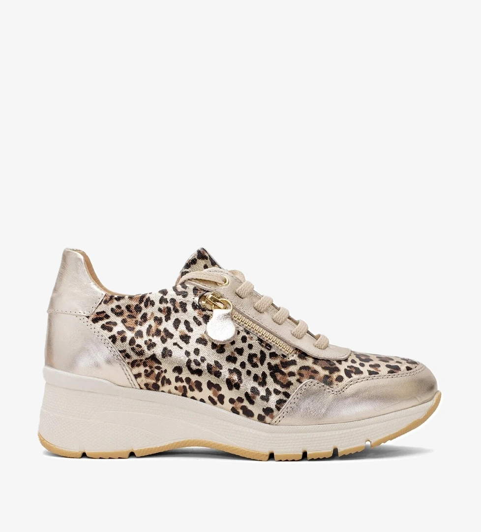 D25YA-3495 Kadın Hakiki Deri Casual Ayakkabı Altın