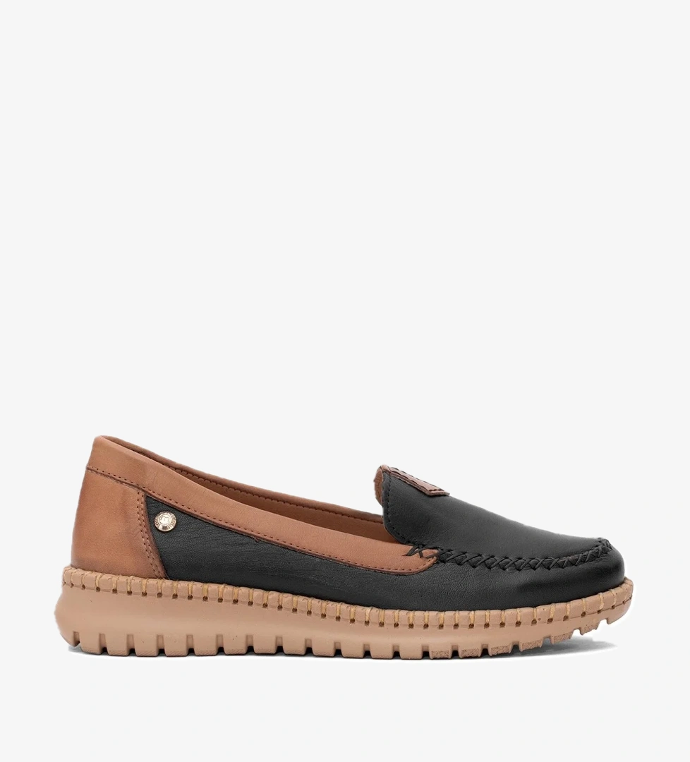 D25YA-3265 Kadın Hakiki Deri Casual Ayakkabı Siyah