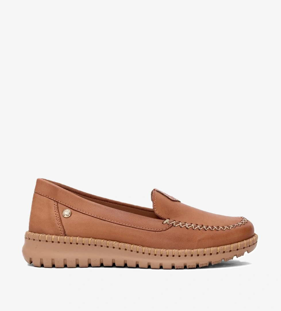 D25YA-3265 Kadın Hakiki Deri Casual Ayakkabı Taba