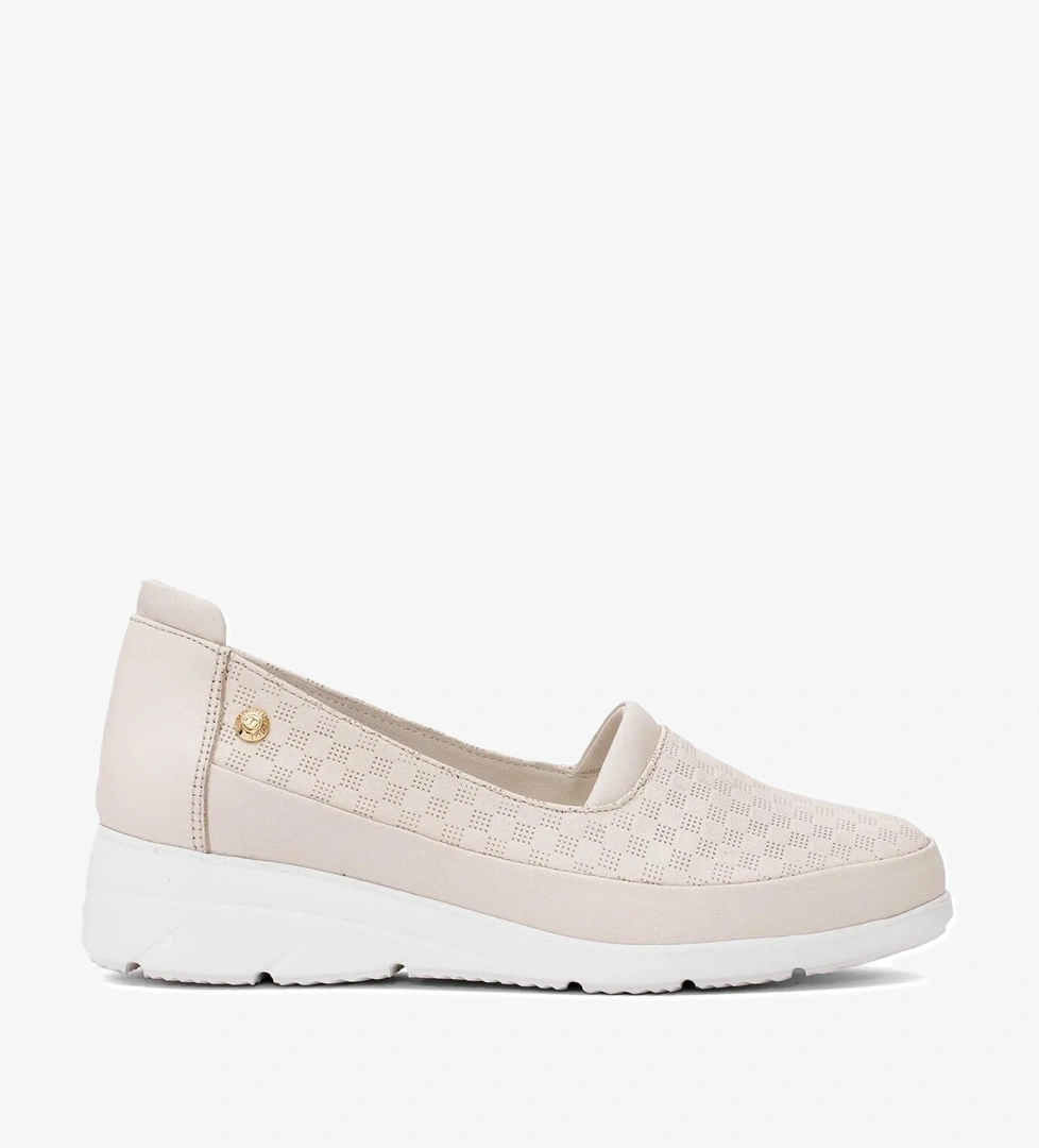 D25YA-3240 Kadın Hakiki Deri Casual Ayakkabı Krem