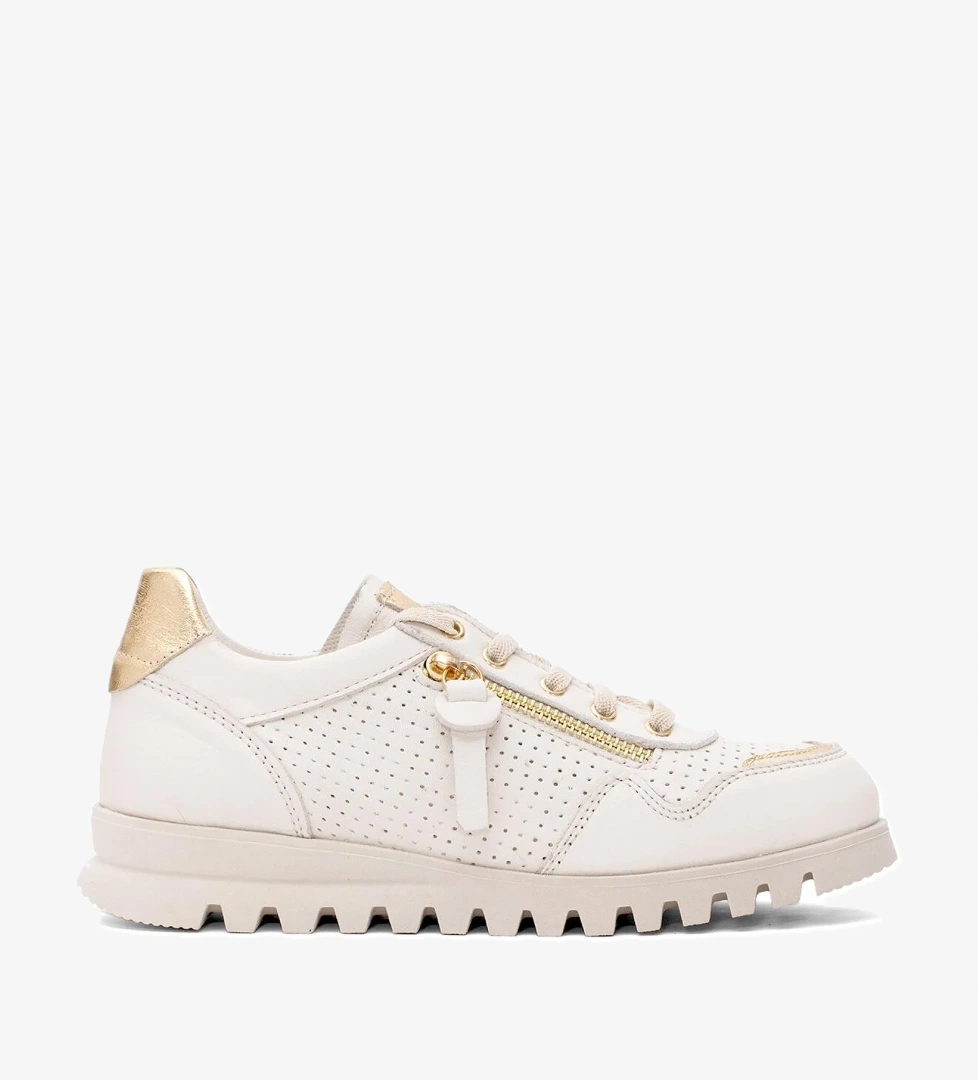 D25YA-3195 Kadın Hakiki Deri Casual Ayakkabı Krem