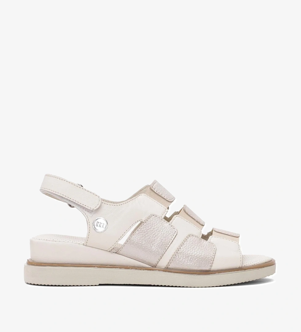 D25YS-5040 Kadın Hakiki Deri Düz Sandalet Krem