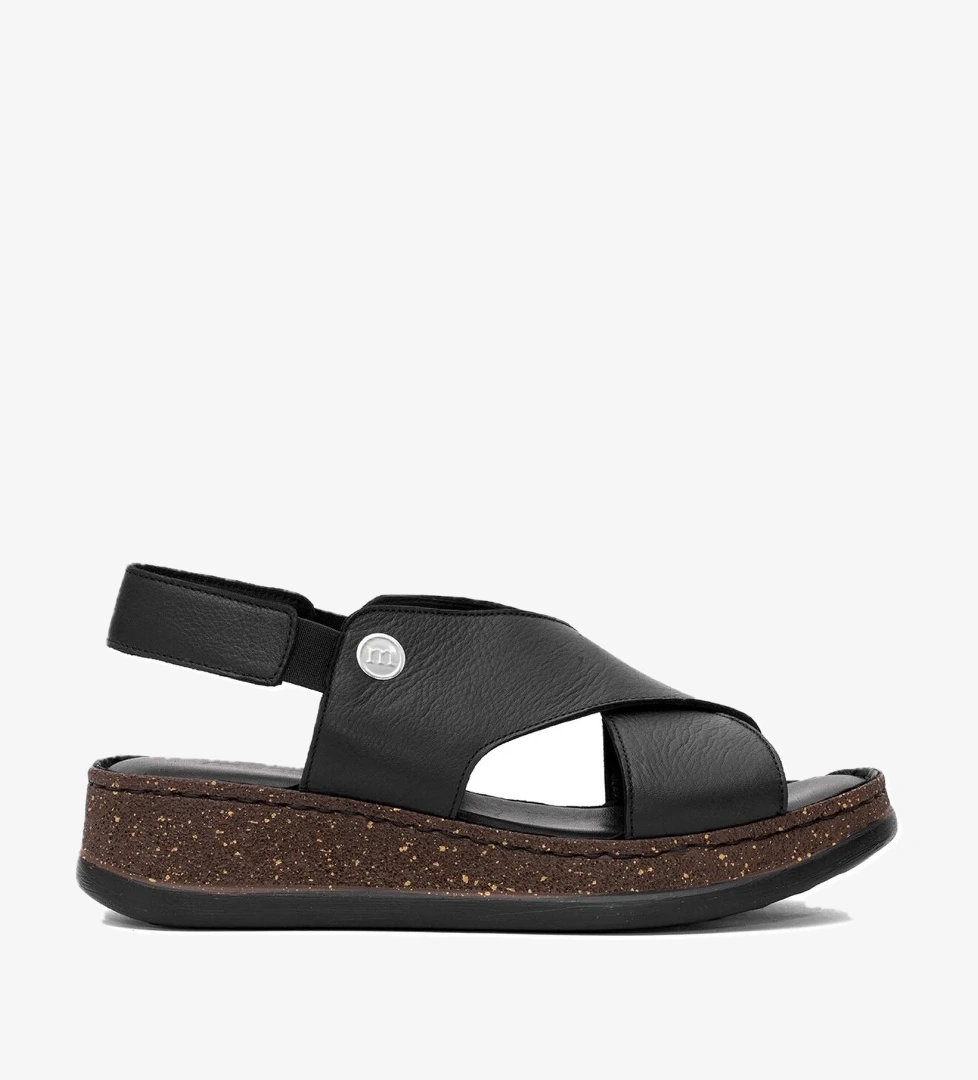 Mammamia D25ys-2395 Kadın Hakiki Deri Düz Sandalet Kemik Siyah model görseli