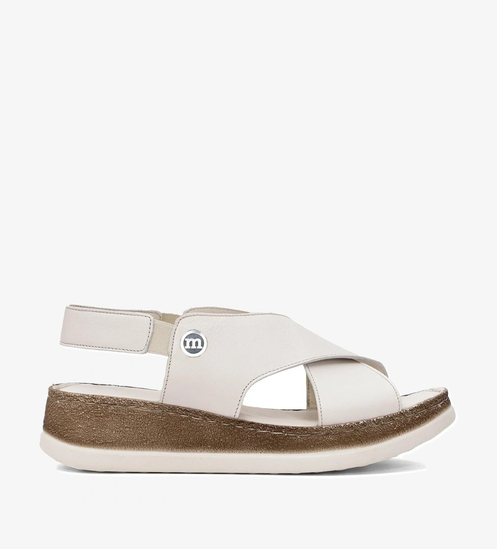 D25YS-2395 Kadın Hakiki Deri Düz Sandalet Kemik