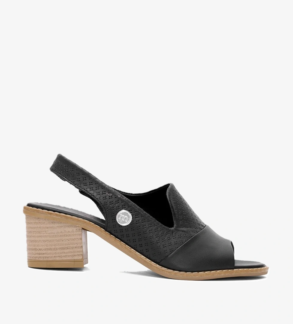 D25YS-2840 Kadın Hakiki Deri Topuklu Sandalet Siyah