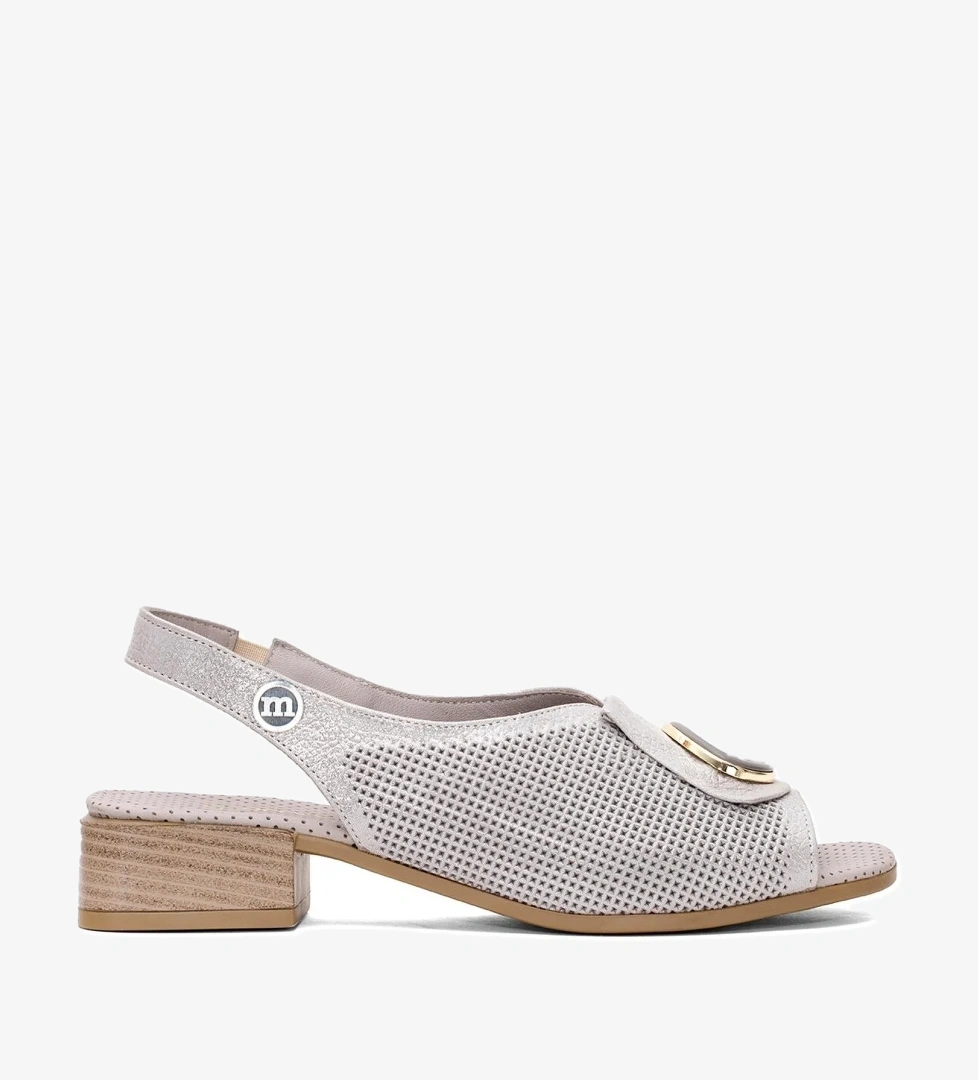 D25YS-2720 Kadın Hakiki Deri Topuklu Sandalet Vizon