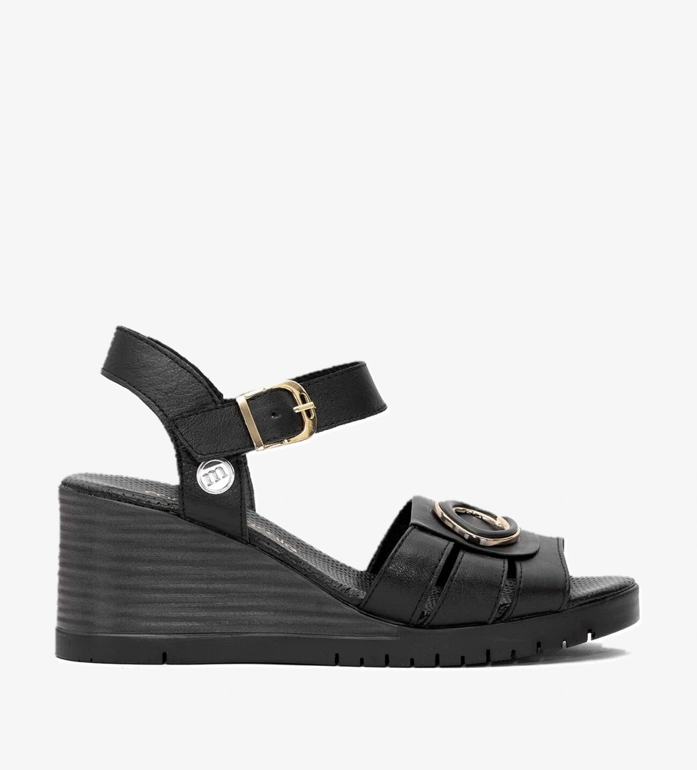 Mammamia D25ys-2775 Kadın Hakiki Deri Dolgu Topuk Sandalet Kemik Siyah model görseli