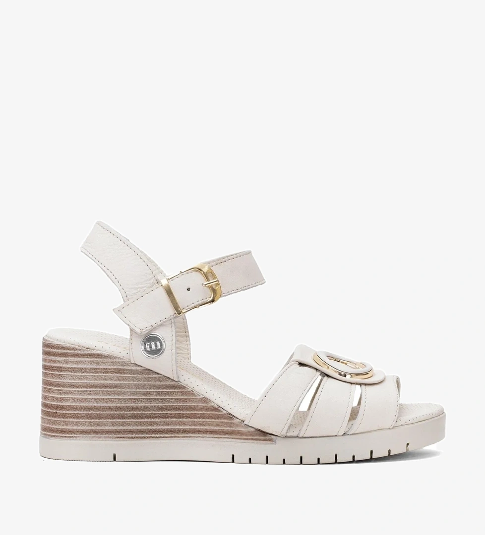 D25YS-2775 Kadın Hakiki Deri Dolgu Topuk Sandalet Kemik