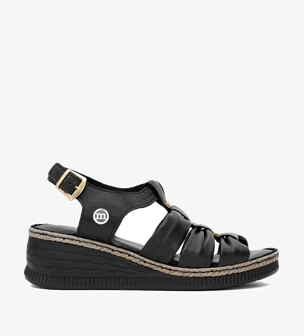 Mammamia D25YS-2545 Kadın Hakiki Deri Dolgu Topuk Sandalet Siyah model görseli