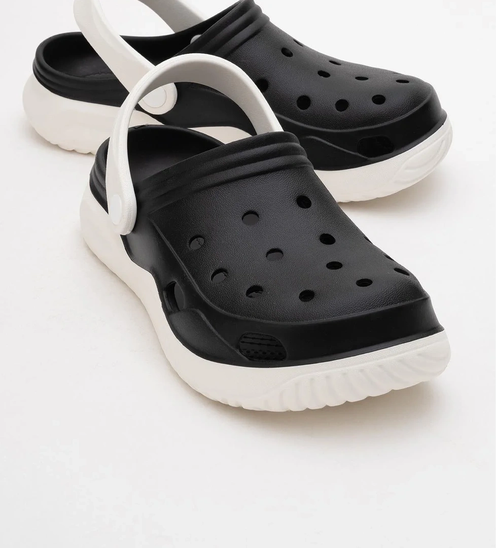 Ccway Kadın Sabo Terlik Bordo Si̇yah Beyaz model görseli