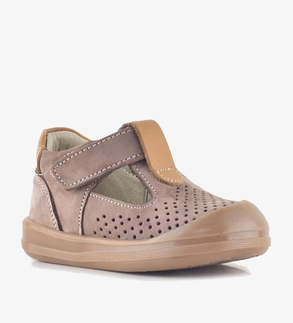 Rakerplus Shaun Hakiki Deri Kum Taba Cırtlı Anatomik Bebek Sandalet model görseli