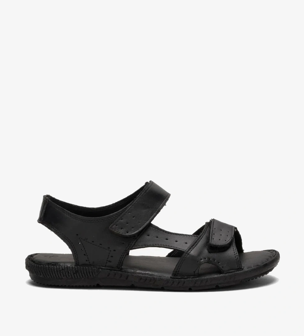 Erkek İçi Dışı Hakiki Deri Ortopetik Yazlık Esnek ve Çok Hafif Günlük Ayakkabı Sandalet SİYAH