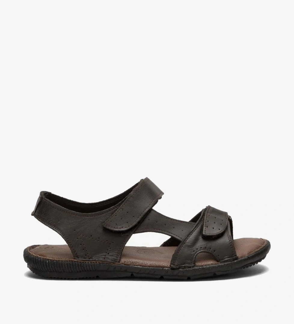 Erkek İçi Dışı Hakiki Deri Ortopetik Yazlık Esnek ve Çok Hafif Günlük Ayakkabı Sandalet KAHVERENGİ