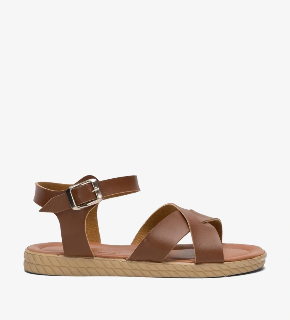 Günlük Şık Rahat Kadın Sandalet TABA - Görsel 1