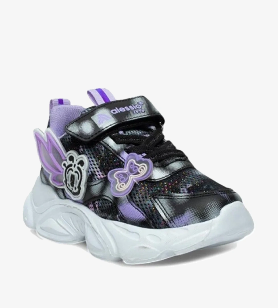 Alessio 034-25 Simli Kelebek Kız Çocuk Sneaker Lila Siyah Beyaz 31-35 model görseli
