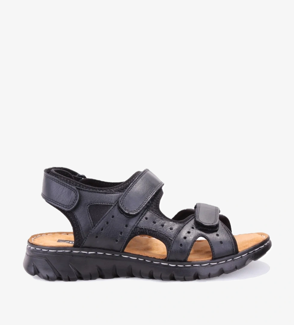 Dagoster Dma77-051 Bej Siyah Ortopedik Günlük Erkek Deri Sandalet model görseli