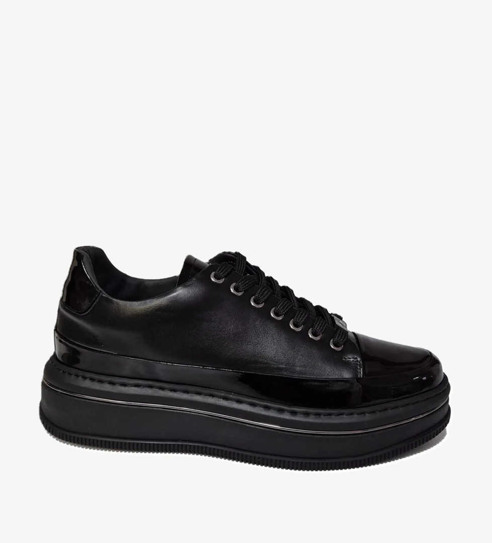 Bağcıklı Kalın Düz Taban Kat Deri Model Erkek Sneaker Ayakkabı 21102 - Görsel 1