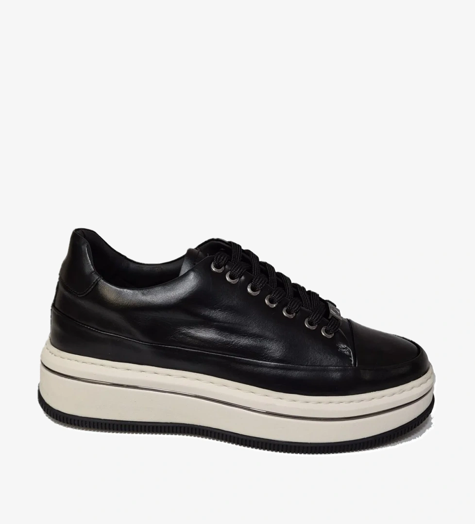 Bağcıklı Kalın Düz Taban Kat Deri Model Erkek Sneaker Ayakkabı 21102