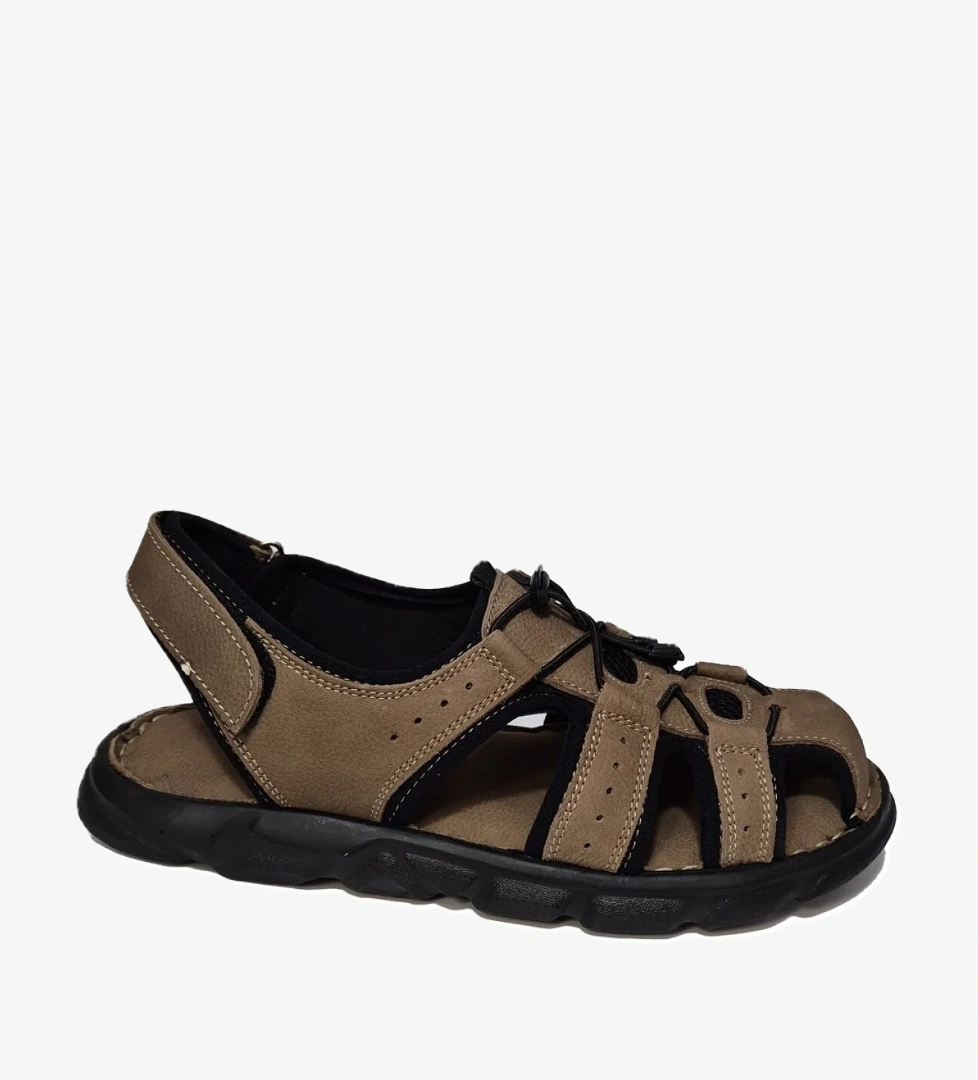 Lastik Bağlı Hakiki Deri Erkek Sandalet 4870