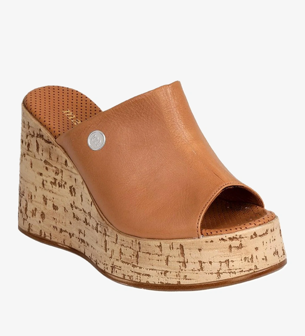 D25Yt-1475 Kadın Deri Topuklu Terlik - Görsel 1