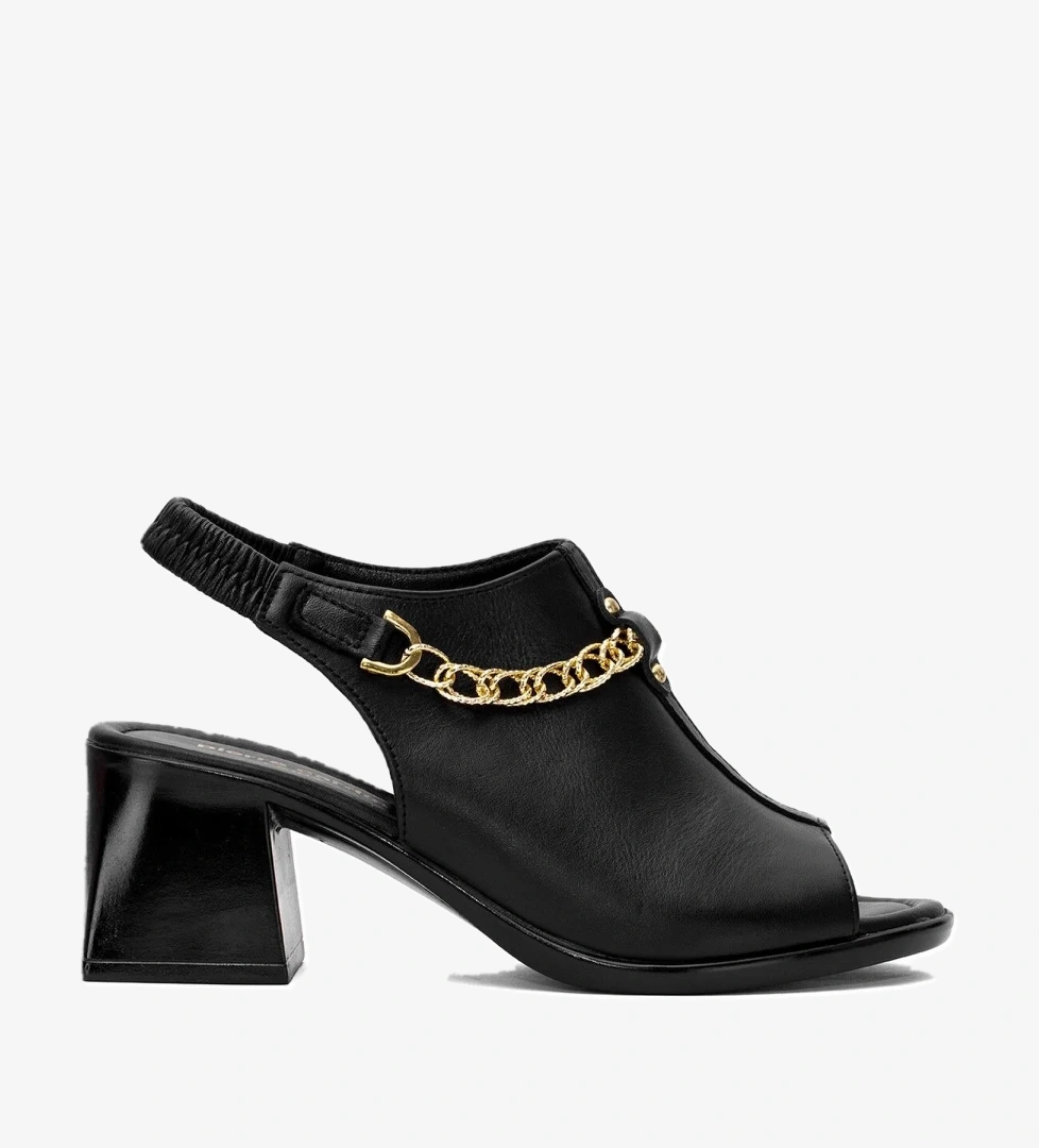 Pierre Cardin Pc-54632 Kadın Hakiki Deri Topuklu Sandalet Taba Siyah model görseli