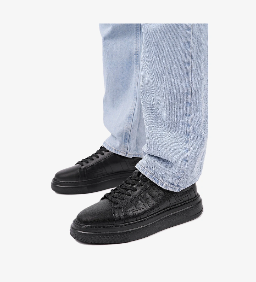 AGONY Kalın Taban Bağcıklı Hakiki Deri Erkek Günlük Sneaker Spor Ayakkabı