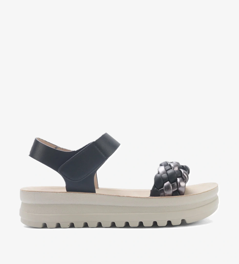 Polaris 325572.Z 5FX Siyah Kadın Kalın Taban Sandalet - Görsel 1