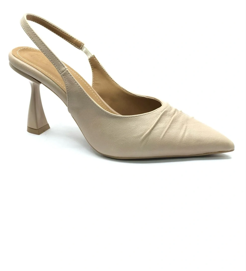 Feles Kırışık Detaylı Arkası Açık Stiletto Kadın Topuklu Ayakkabı model görseli