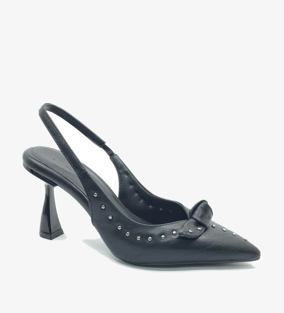 Zımba Kurdela Detaylı Arkası Açık Stiletto Kadın Topuklu Ayakkabı - Görsel 1