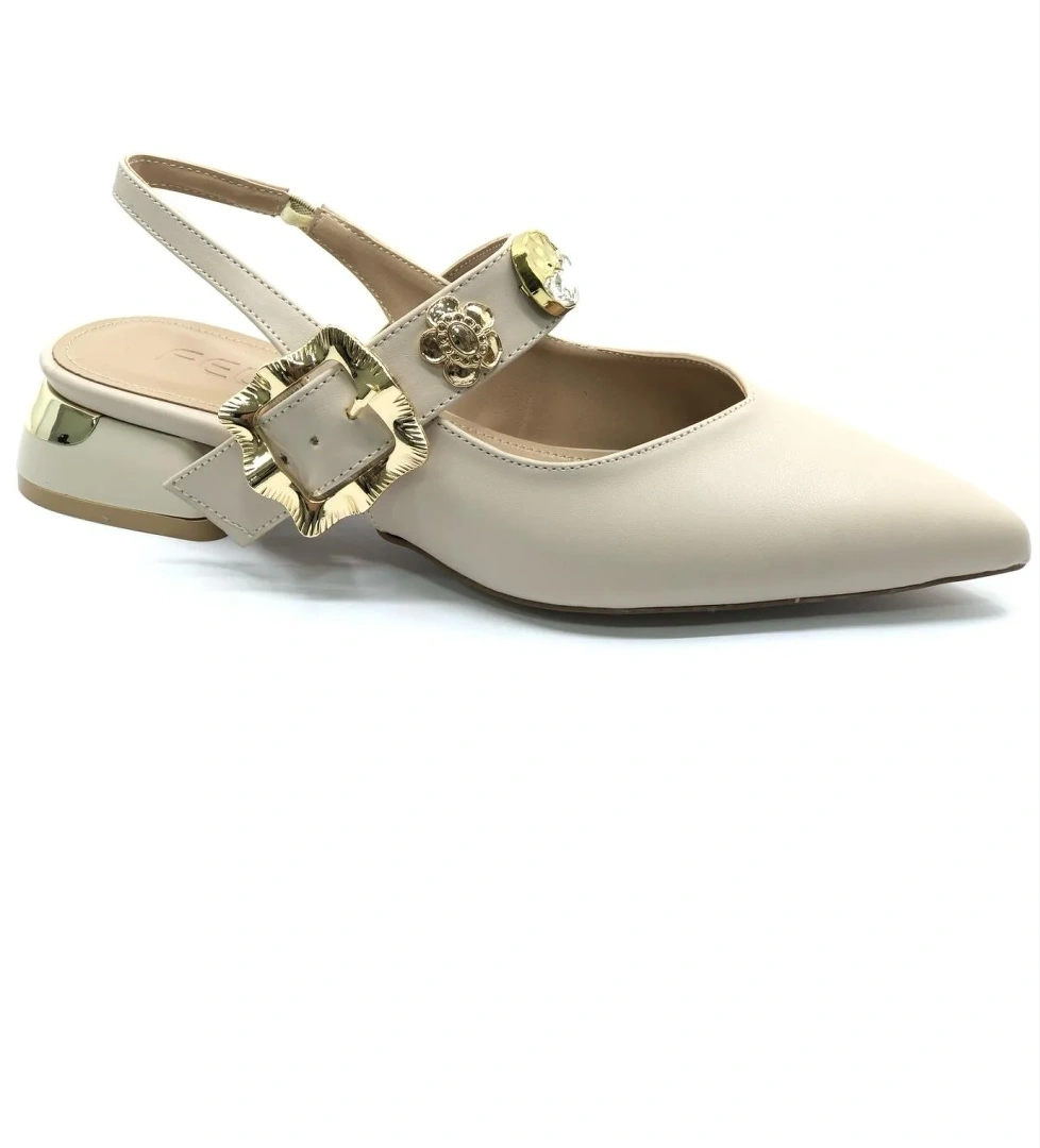 Feles Taş Toka Detaylı Arkası Açık Kadın Babet Ayakkabı model görseli